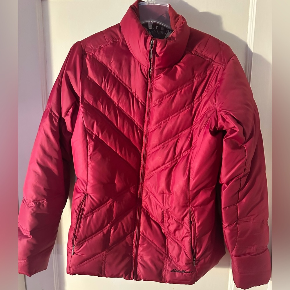 Eddie Bauer Puffer Jacket Women Medium Red